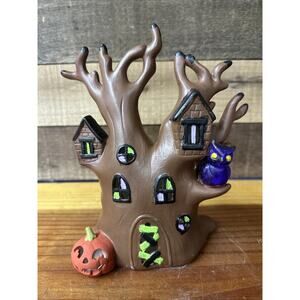 Handpainted Ceramic Spooky Tree Lighted 8” Tall